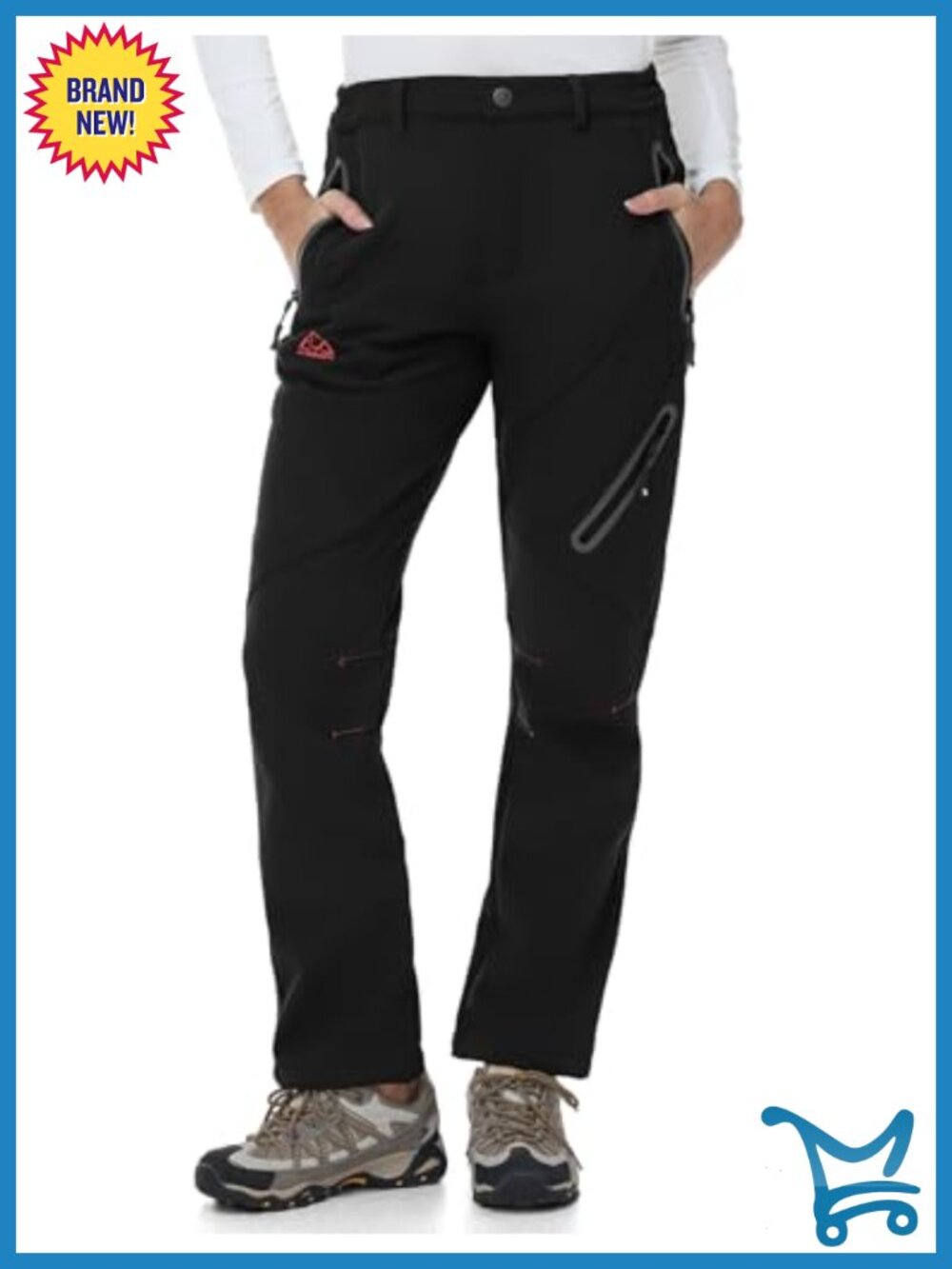 Women's Fleece Lined Ski Snow Pants Waterproof Winter Cargo Hiking